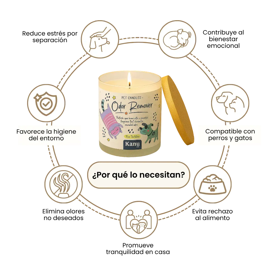 Vela eliminadora de olores Kanu Pet para perros y gatos aroma Rose Temptation - Image 3